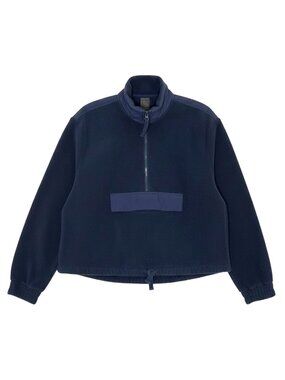 Studio Splendid Pullover Jacket Fleece 1/2 Zip Draw String Navy Blue S